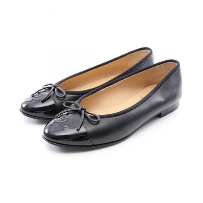 シャネル CHANEL BALLERINA バレリーナ パンプス 靴 レザー パテントレザー レディース ブラック系 【中古】