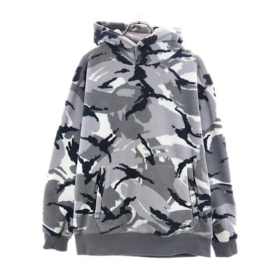 PALACE パレス バックロゴ カモフラージュ柄 長袖 フリース パーカー L グレー系 プルオーバー