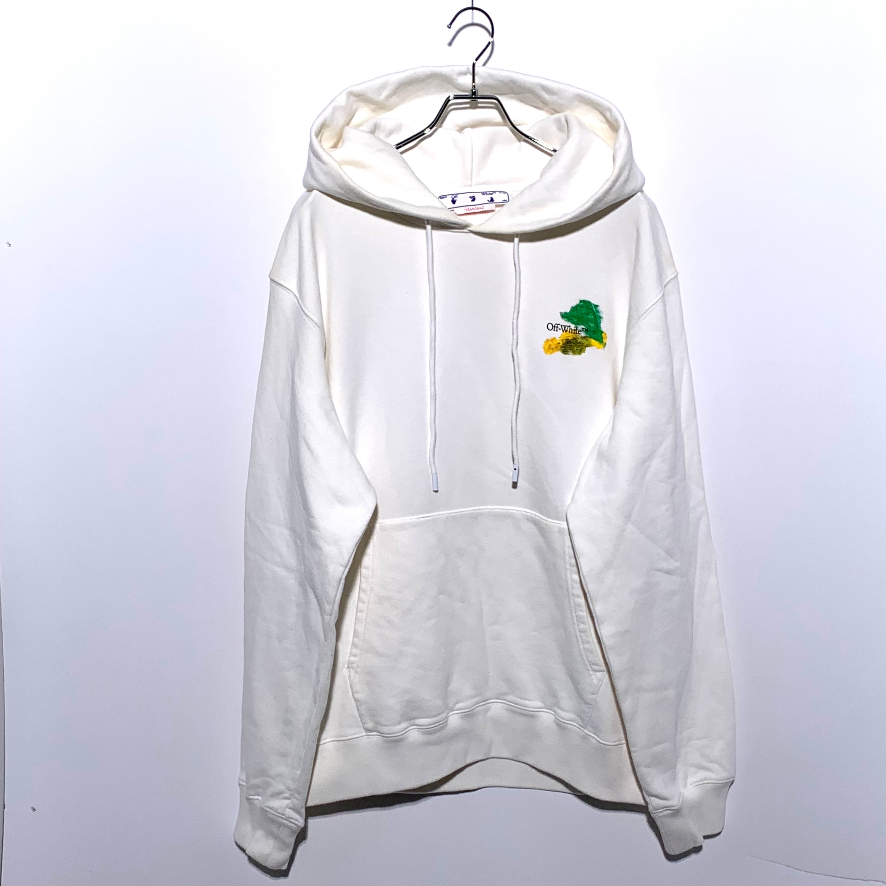 Off-White Logo Printed Drawstring Hoodie  White