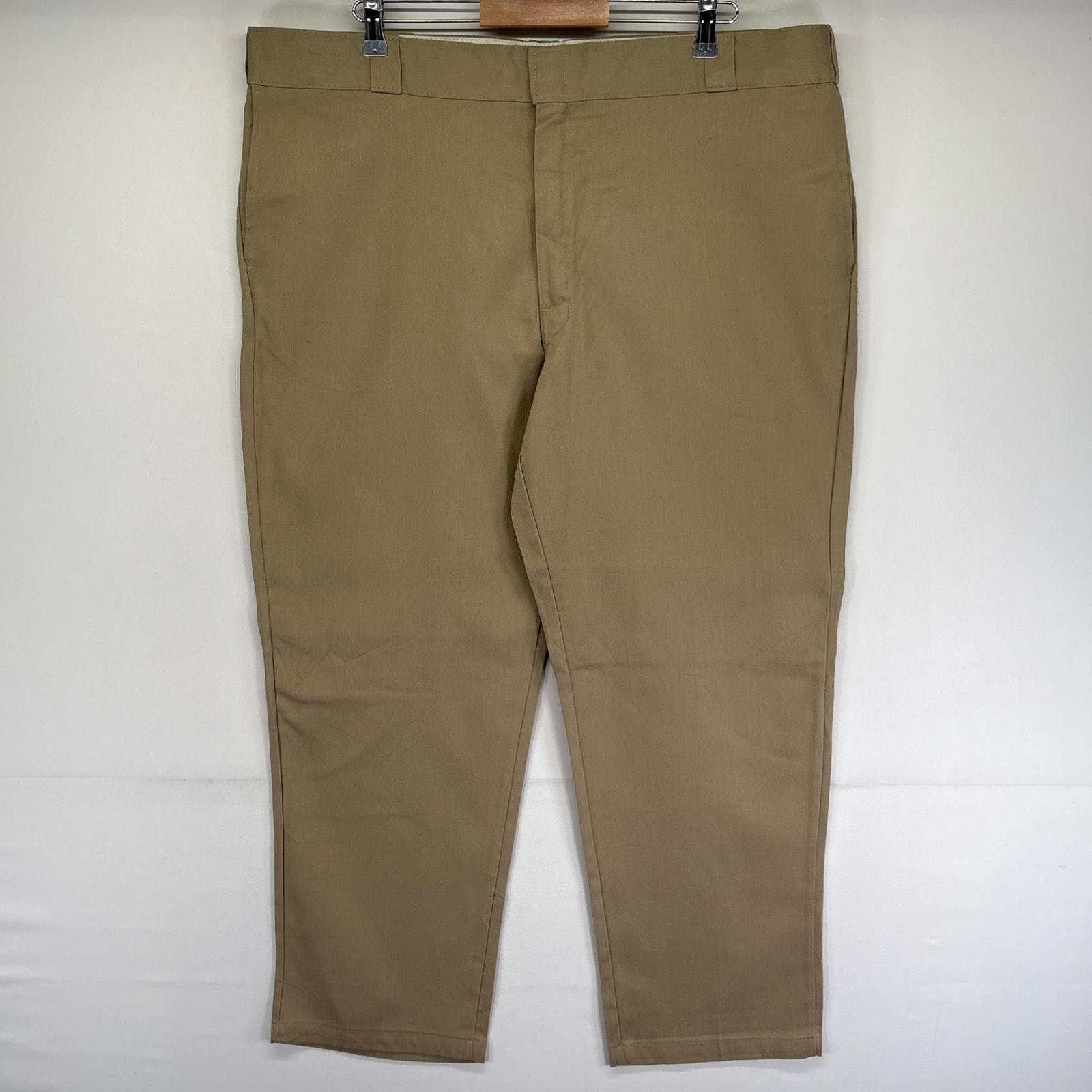古着 ディッキーズ Dickies パンツ ワンポイントロゴ 874 オリジナルフィット 大きいサイズ ジップ w44 L30  ベージュ系 メンズ
