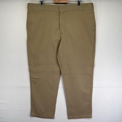 古着 ディッキーズ Dickies パンツ ワンポイントロゴ 874 オリジナルフィット 大きいサイズ ジップ w44 L30 ベージュ系 メンズ