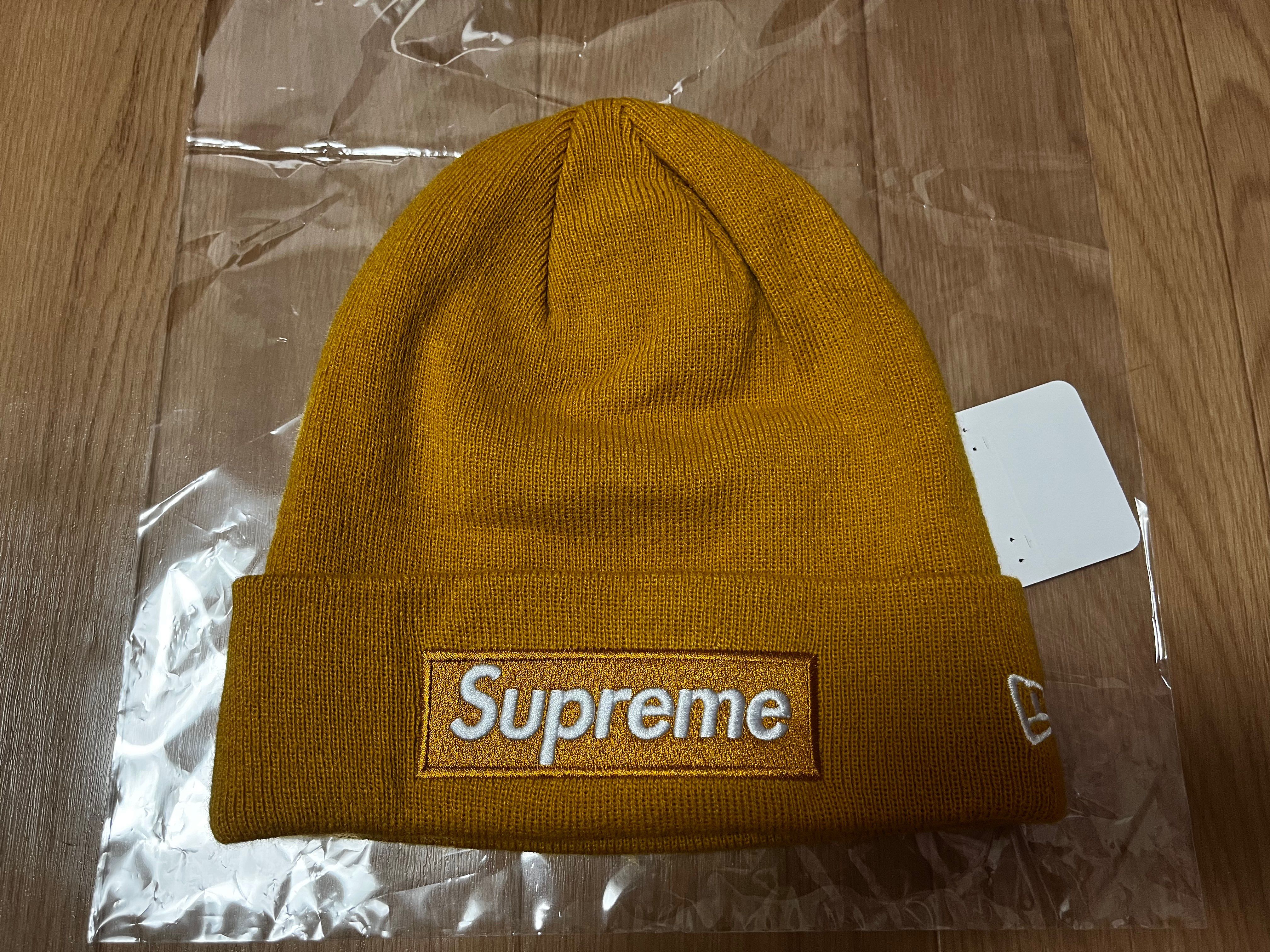 Supreme New Era® Box Logo Beanie "Light Mustard" (21FW)