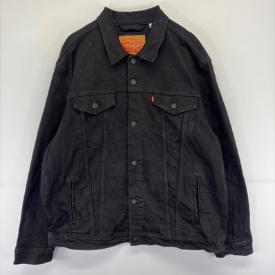 古着 リーバイス Levi's デニム ジャケット ストレッチ 大きいサイズ ジージャン 2XL ブラック メンズ