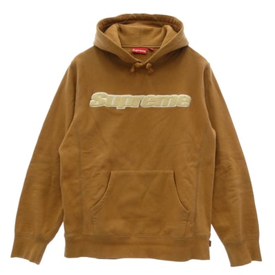 Supreme シュプリーム 19SS Chenille Hooded Sweatshirt シェニール フーデッド スウェット シャツ フーディー パーカー ブラウン系 M【中古】