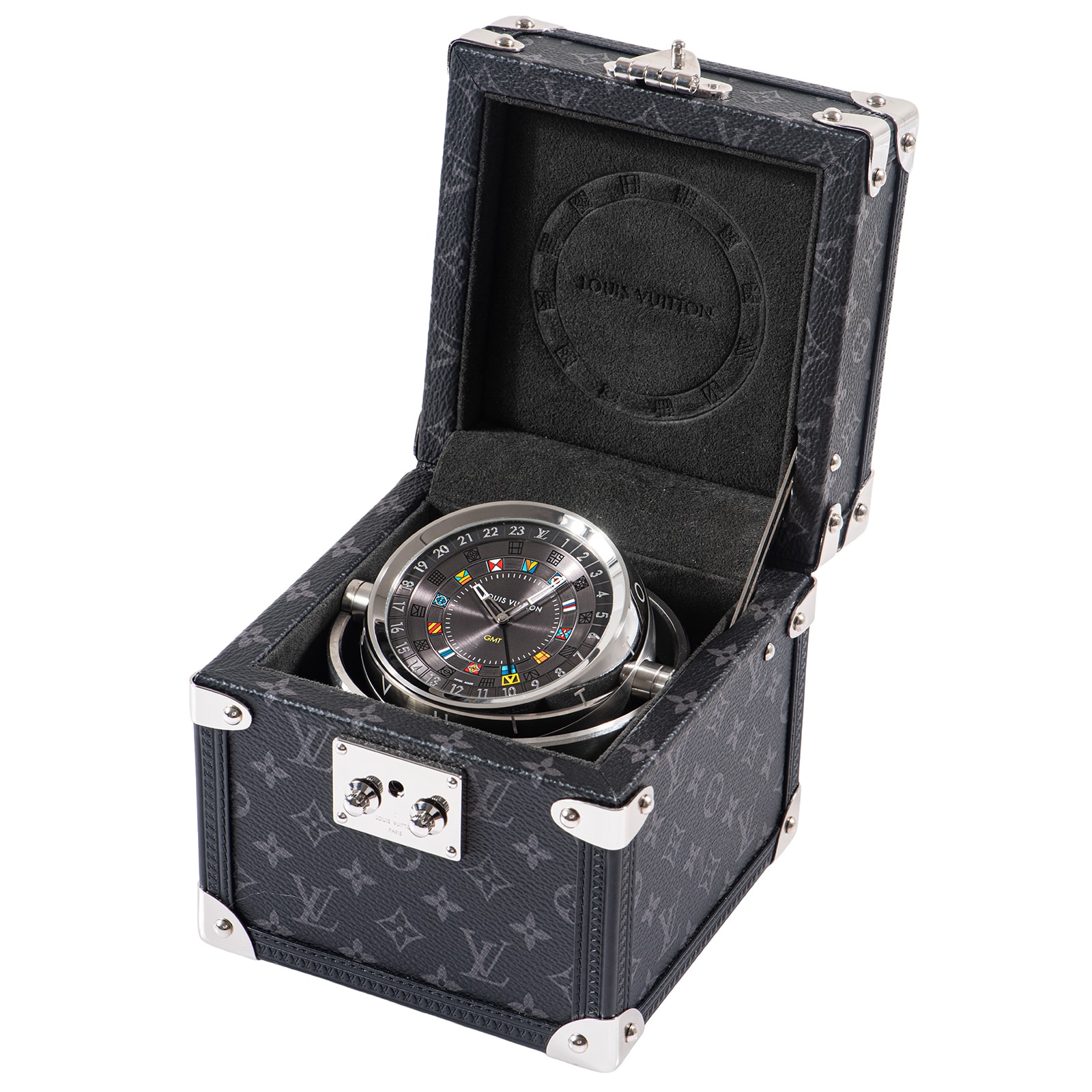 LOUIS VUITTON ルイ・ヴィトン タンブールデュアルタイム モノグラム・エクリプス Q1Q030 ステンレススチール【中古】