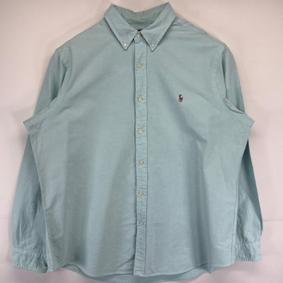古着 ポロ・ラルフローレン POLO RALPH LAUREN 長袖シャツ 大きいサイズ ボタンダウン ワンポイントロゴ 2XL グリーン系 メンズ