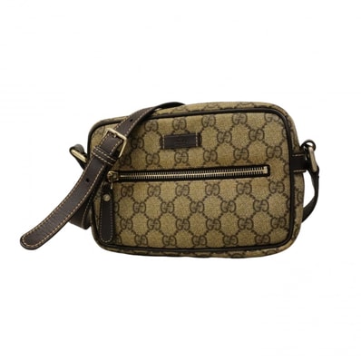 ★最終価格【6cc4157】グッチ ショルダーバッグ GGスプリーム 201447 PVC ベージュ ブラウン シャンパンゴールド金具【中古】レディース