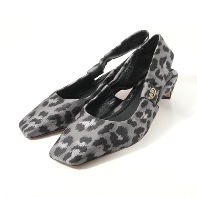 ■美品■Christian Dior クリスチャンディオール MIZZA ミッツァ パンプス サイズ37 1/2 D レオパード柄 CDロゴ スリングバック スクエアトゥ 靴 ブランド古着【中古】20251201/RA6764