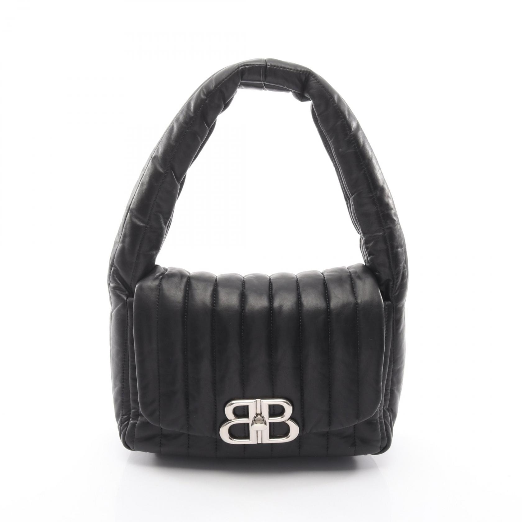 バレンシアガ BALENCIAGA モナコ スリングバッグ ショルダーバッグ バッグ レザー レディース ブラック系 787896 【中古】
