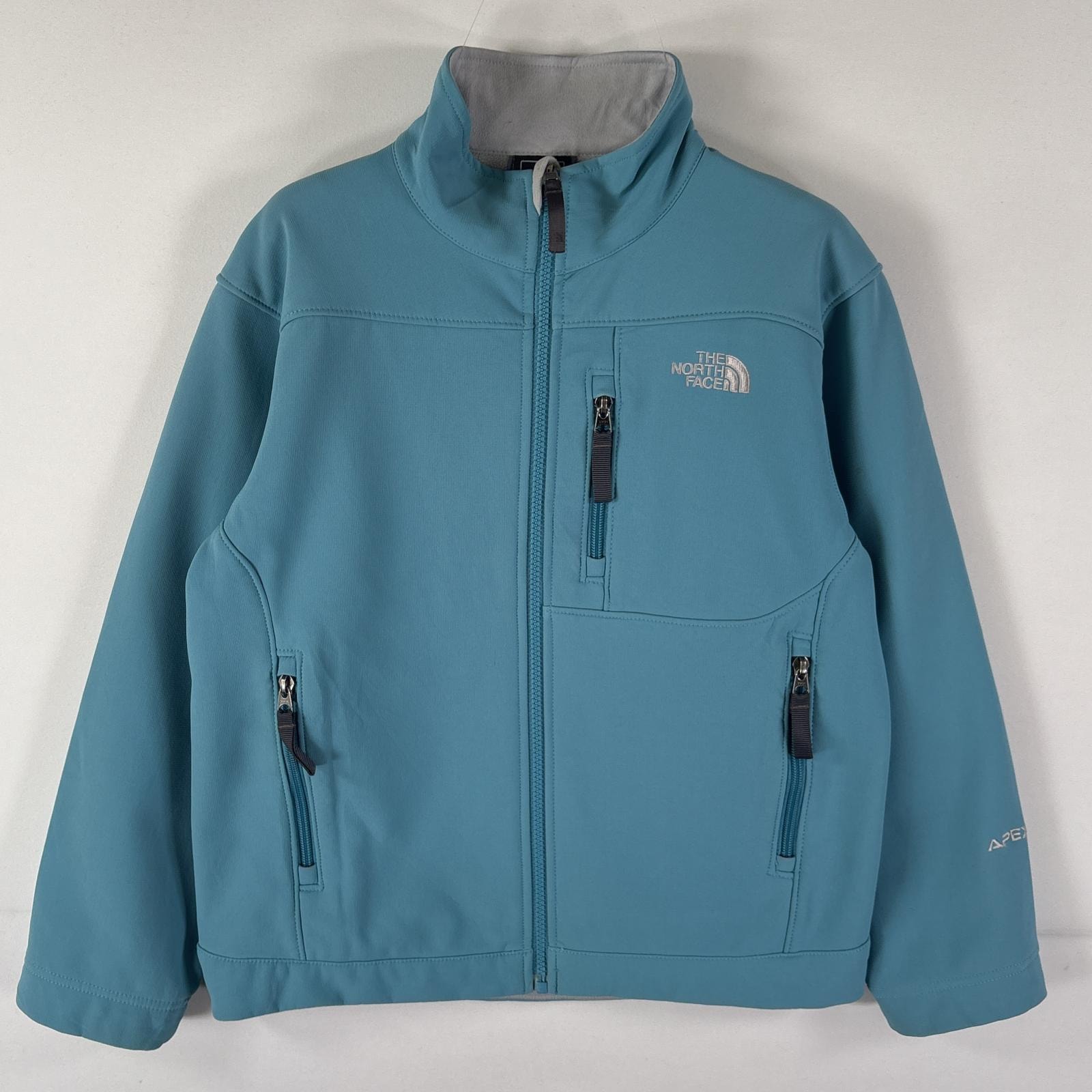 古着 ザ・ノースフェイス THE NORTH FACE ナイロンジャケット フルジップ フリースライナー ワンポイントロゴ APEX M 水色 キッズ