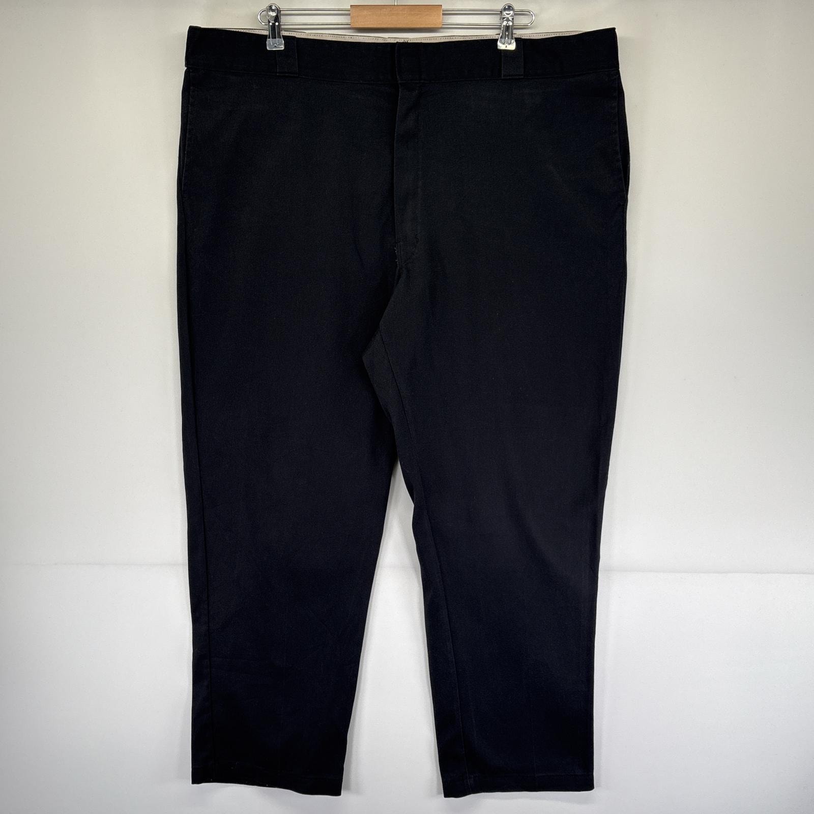 古着 ディッキーズ Dickies ワークパンツ ジッパーフライ 874 ワンポイントロゴ 作業着 テーパード チノパン w44 L32  ブラック メンズ