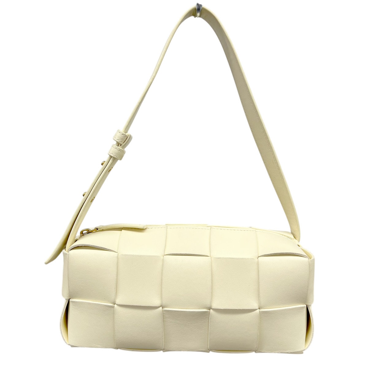 BOTTEGA VENETA 極美品 ボッテガヴェネタ スモール ブリック カセット ショルダーバッグ 729166 レザー アイボリー ワンショルダーバッグ ハンドバッグ RFID確認済 Aランク 中古 鑑定済 ボッテガバッグ
