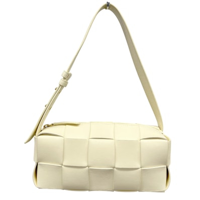 BOTTEGA VENETA 極美品 ボッテガヴェネタ スモール ブリック カセット ショルダーバッグ 729166 レザー アイボリー ワンショルダーバッグ ハンドバッグ RFID確認済 Aランク 中古 鑑定済 ボッテガバッグ