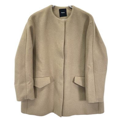 セオリー 24年 014309605 キャメル Wool Melton M P Cape BK Coat S