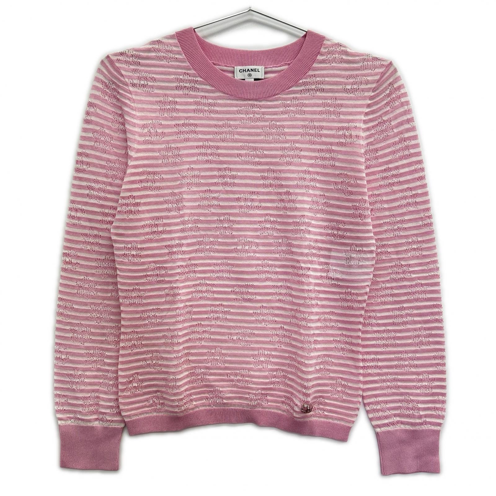 シャネル P76508K 10997 ボーダー ココマーク サマーニット 34