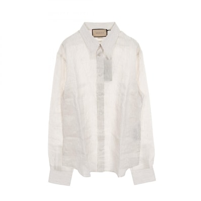 グッチ GUCCI ストライプ 衣料品 トップス ファブリック メンズ ホワイト系 / ゴールド系 【中古】