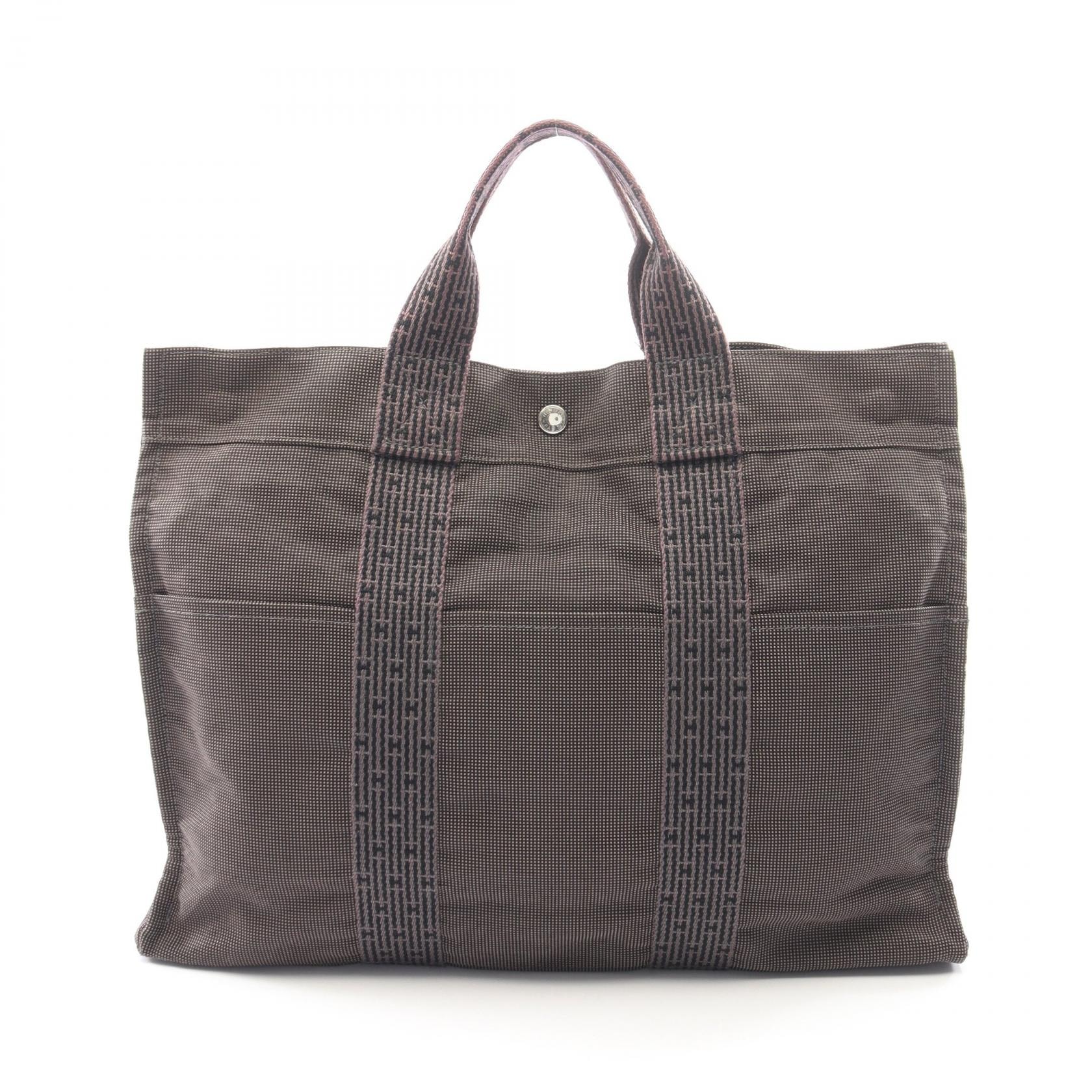 エルメス HERMES エールラインMM トートバッグ バッグ ナイロンキャンバス メンズ レディース グレー系 【中古】