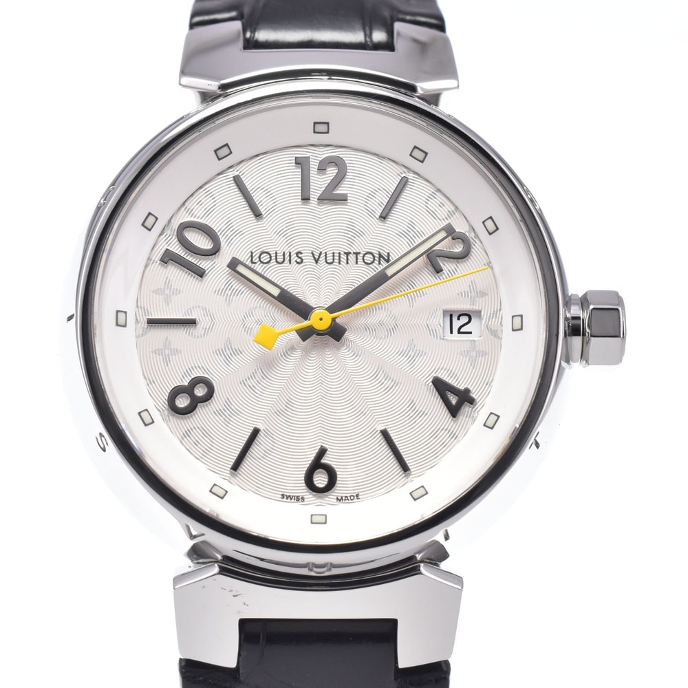 ルイ・ヴィトン LOUIS VUITTON Q1313 タンブール デイト シルバー クォーツ レディース 美品 腕時計 M#148271