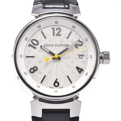 ルイ・ヴィトン LOUIS VUITTON Q1313 タンブール デイト シルバー クォーツ レディース 美品 腕時計 M#148271