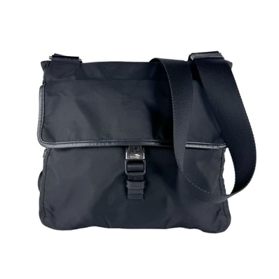プラダ PRADA 斜め掛けショルダーバッグ ナイロン ブラック シルバー ユニセックス【中古】 z10909