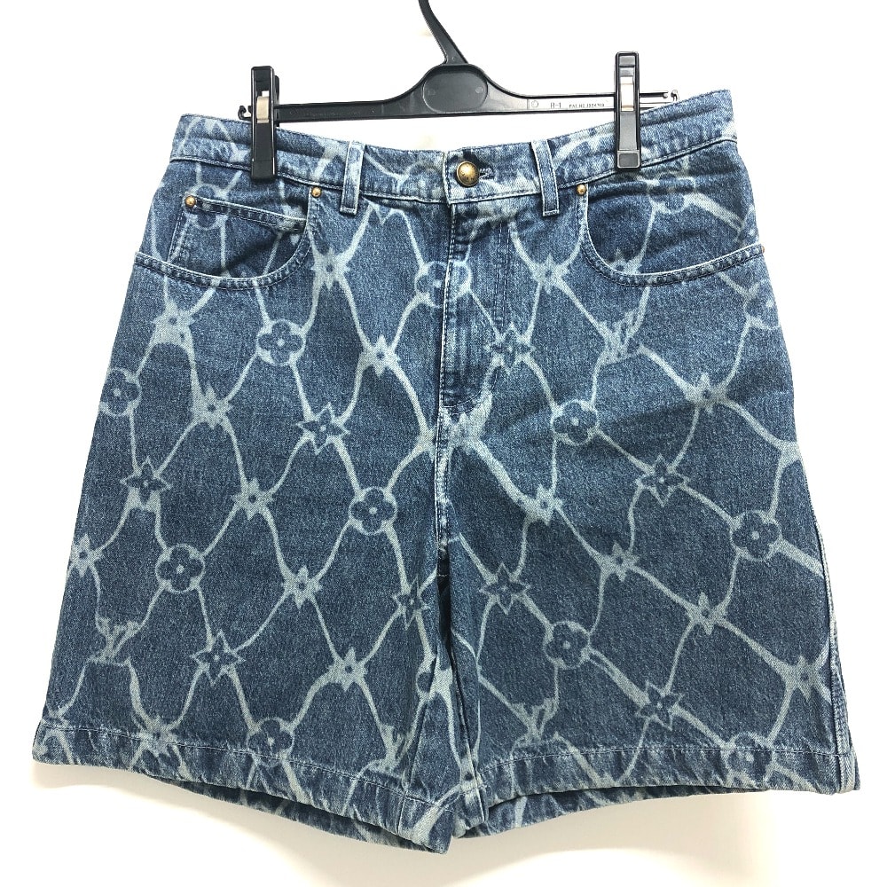 ルイヴィトン LOUIS VUITTON モノグラムプリント 1AFQFD アパレル デニムショーツ ハーフ ジーンズ ボトムス パンツ デニム ブルー 美品