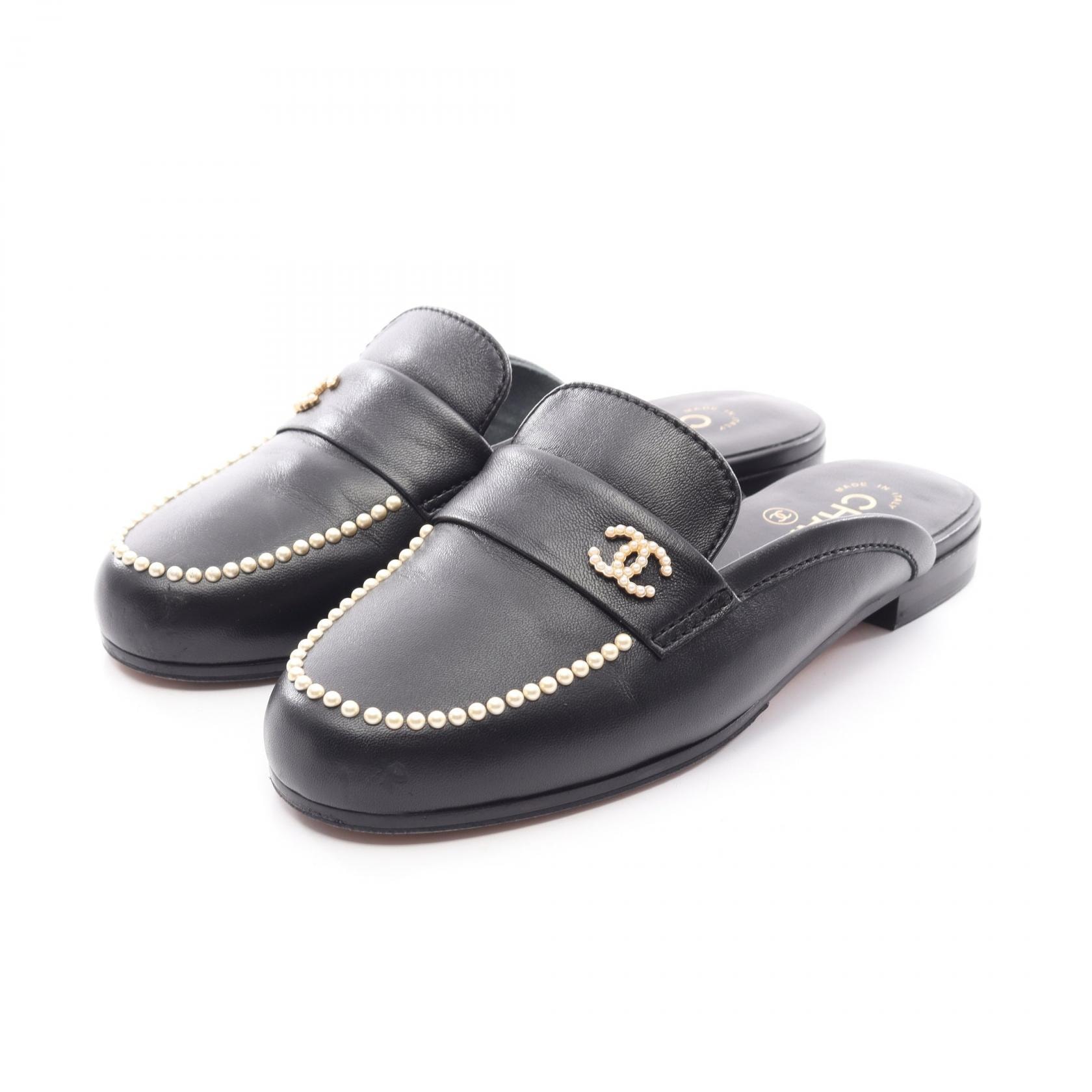 シャネル CHANEL ココマーク パール ミュール 靴 レザー レディース ブラック系 G35798 【中古】