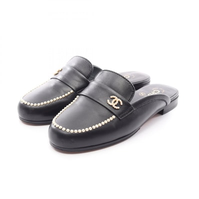 シャネル CHANEL ココマーク パール ミュール 靴 レザー レディース ブラック系 G35798 【中古】