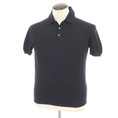 【中古】クルチアーニ CRUCIANI コットン 半袖 ポロニット ブラック【サイズ50】【メンズ】