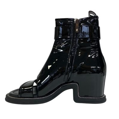 ルイヴィトン LOUIS VUITTON ブーツ ムーンライトライン LVサークルロゴ ショートブーツ オープントゥ NL1221 ブラック