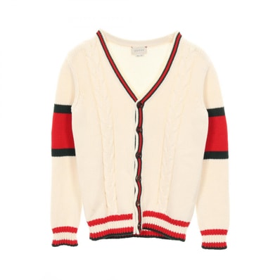 グッチ GUCCI カーディガン 衣料品 トップス コットン レディース ホワイト系 / レッド系 / グリーン系 【中古】