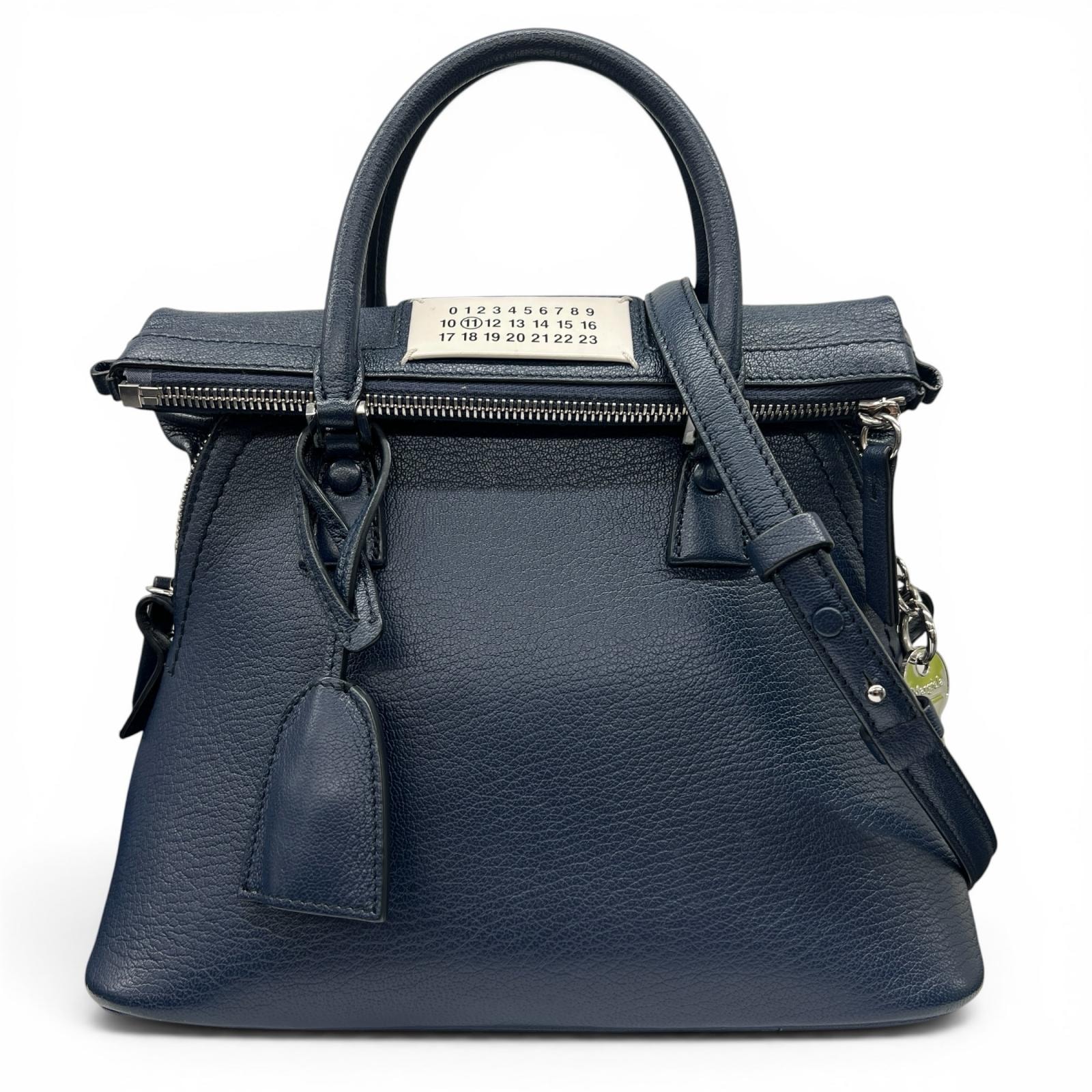 Maison Margiela 美品 メゾンマルジェラ 5AC ミニ 2way ハンドバッグ ショルダーバッグ SB1WG0037 2024年 レザー ネイビー ダークブルー ABランク 鑑定済 マルジェラバッグ