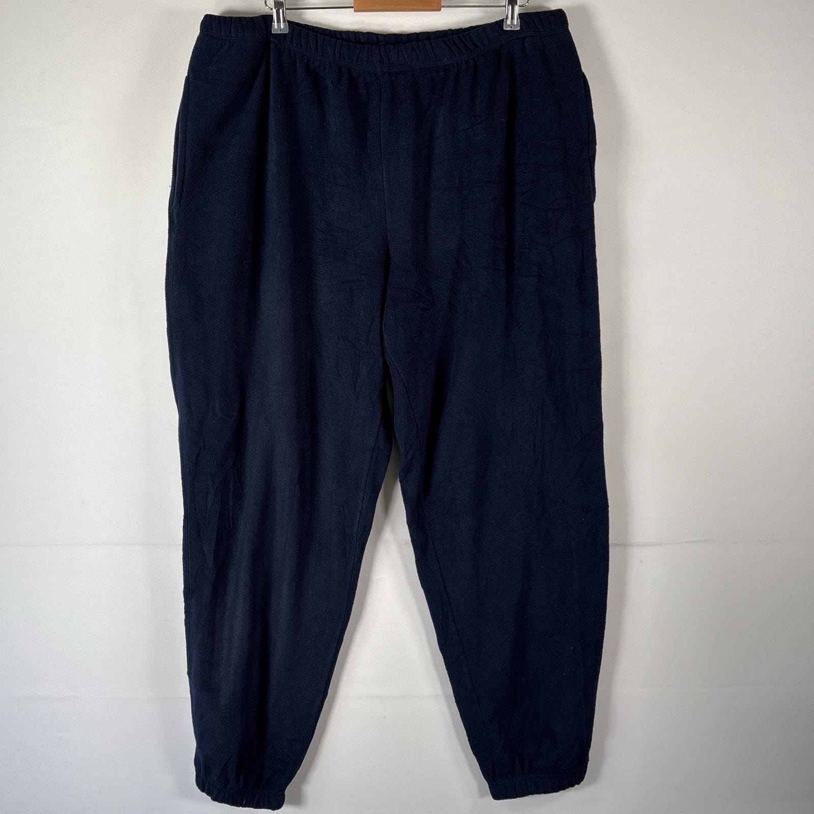 古着 90's/90年代 ノーティカ NAUTICA USA製 フリースパンツ 大きいサイズ ワンポイントロゴ刺繍 部屋着 XL  ネイビー メンズ
