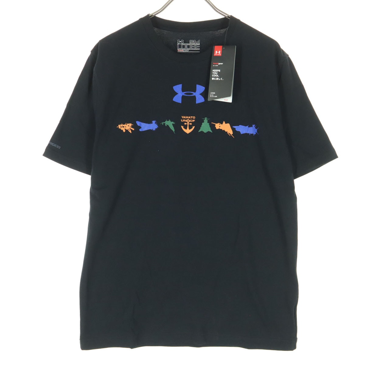 未使用 UNDER ARMOUR アンダーアーマー 宇宙戦艦ヤマト コラボ 半袖 Tシャツ SM ブラック 外袋付き