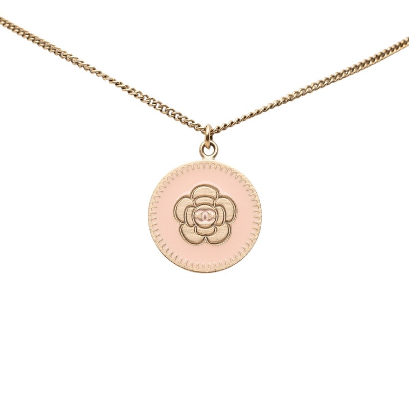 シャネル カメリア ペンダント ネックレス 06P ゴールド ピンク エナメル メッキ レディース CHANEL 【中古】