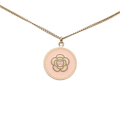 シャネル カメリア ペンダント ネックレス 06P ゴールド ピンク エナメル メッキ レディース CHANEL 【中古】