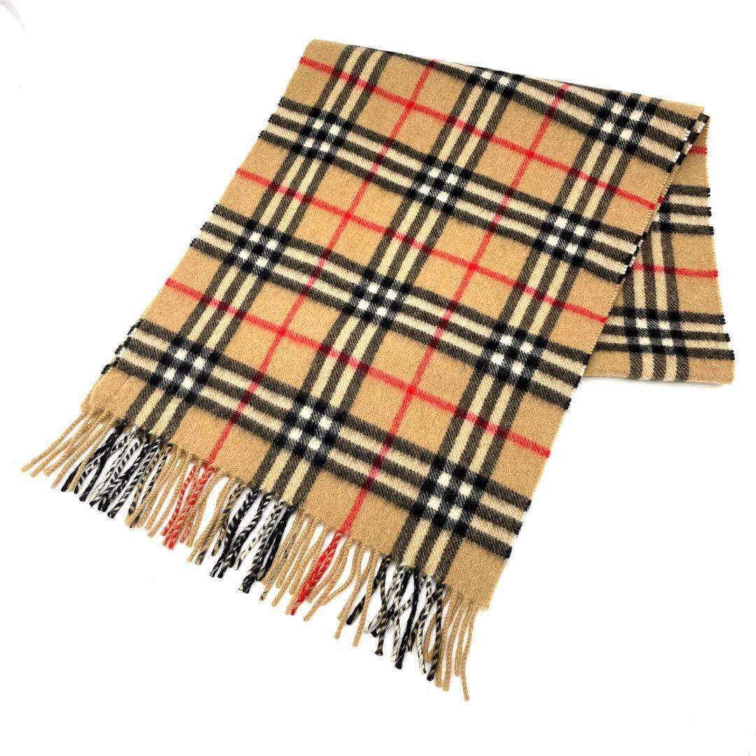 バーバリーズ マフラー チェック柄 カシミア100% キャメル
