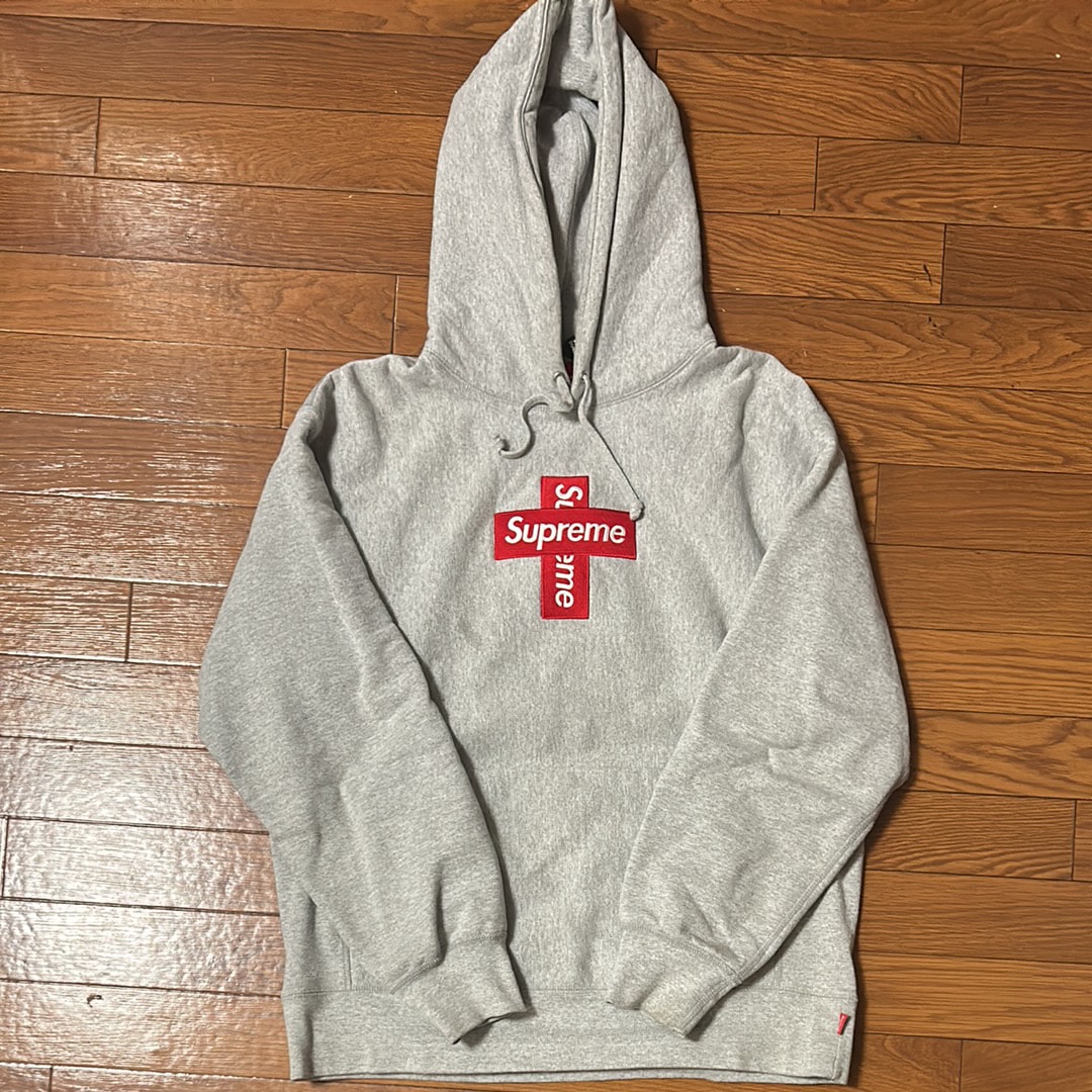 Supreme Cross Box Logo Hooded Sweatshirt "Grey"