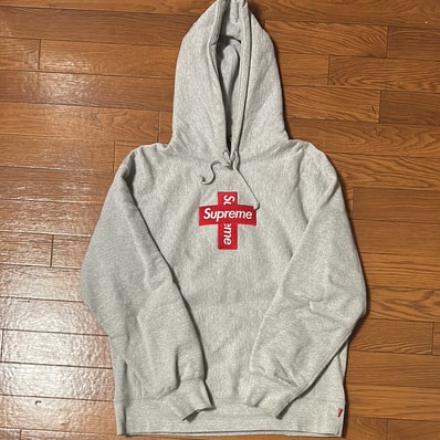 Supreme Cross Box Logo Hooded Sweatshirt "Grey"