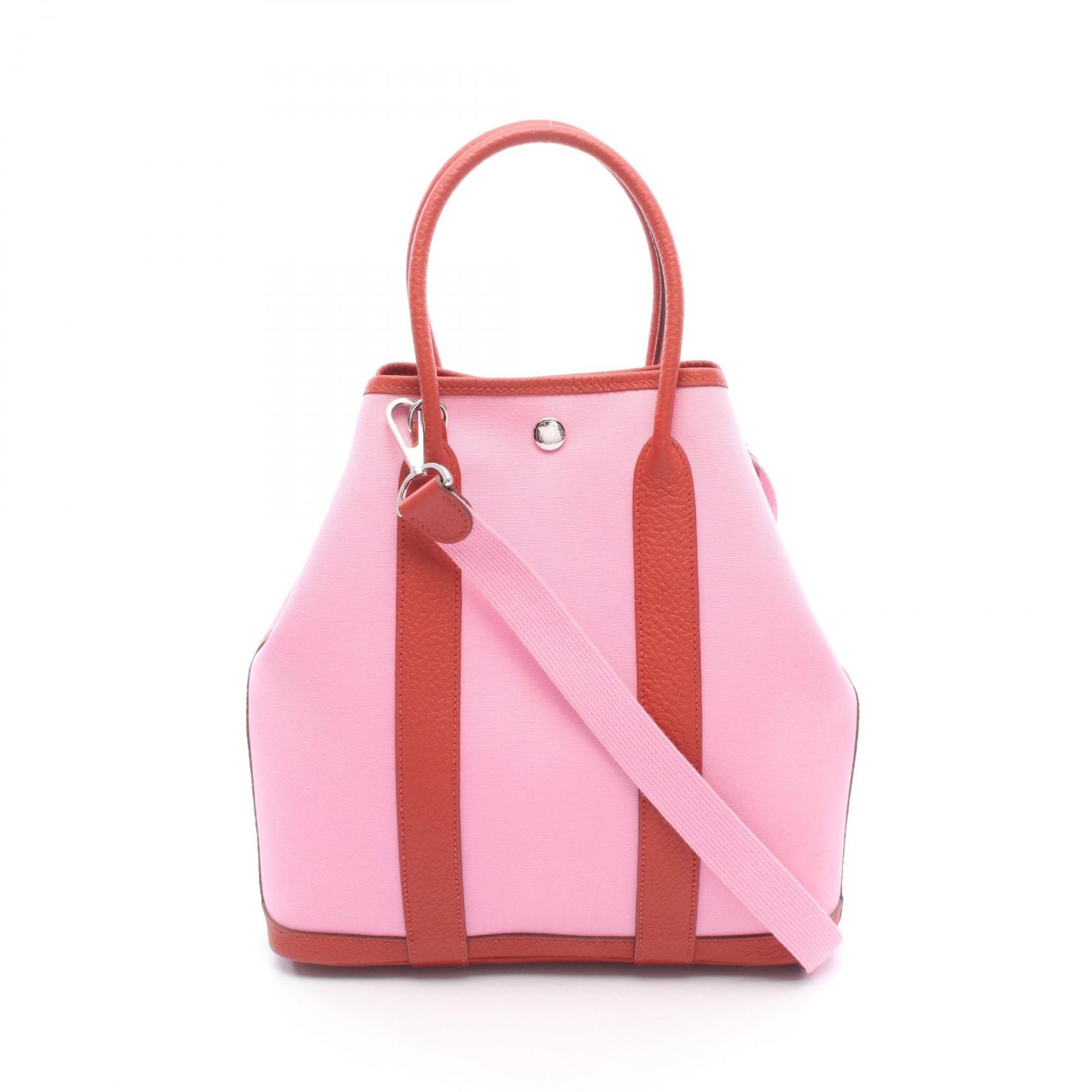 エルメス HERMES ガーデンファイルPM 2WAY トートバッグ バッグ キャンバス トワルオフィシエ / カントリー トワルオフィシエ ルージュデュセス Y刻印(2020年製造) レディース ピンク系 / レッド系 【中古】