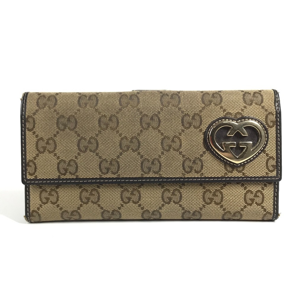 グッチ GUCCI グッチシマ ロゴ GG ハート 245723 LOVELY ラブリー Wホック長財布 ロングウォレット 長財布 GGキャンバス/レザー ベージュ