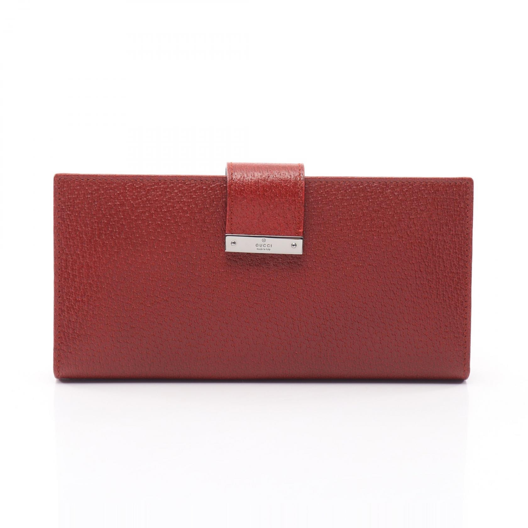 グッチ GUCCI ZIP長財布 二つ折り長財布 財布 レザー レディース レッド系 115093 【中古】