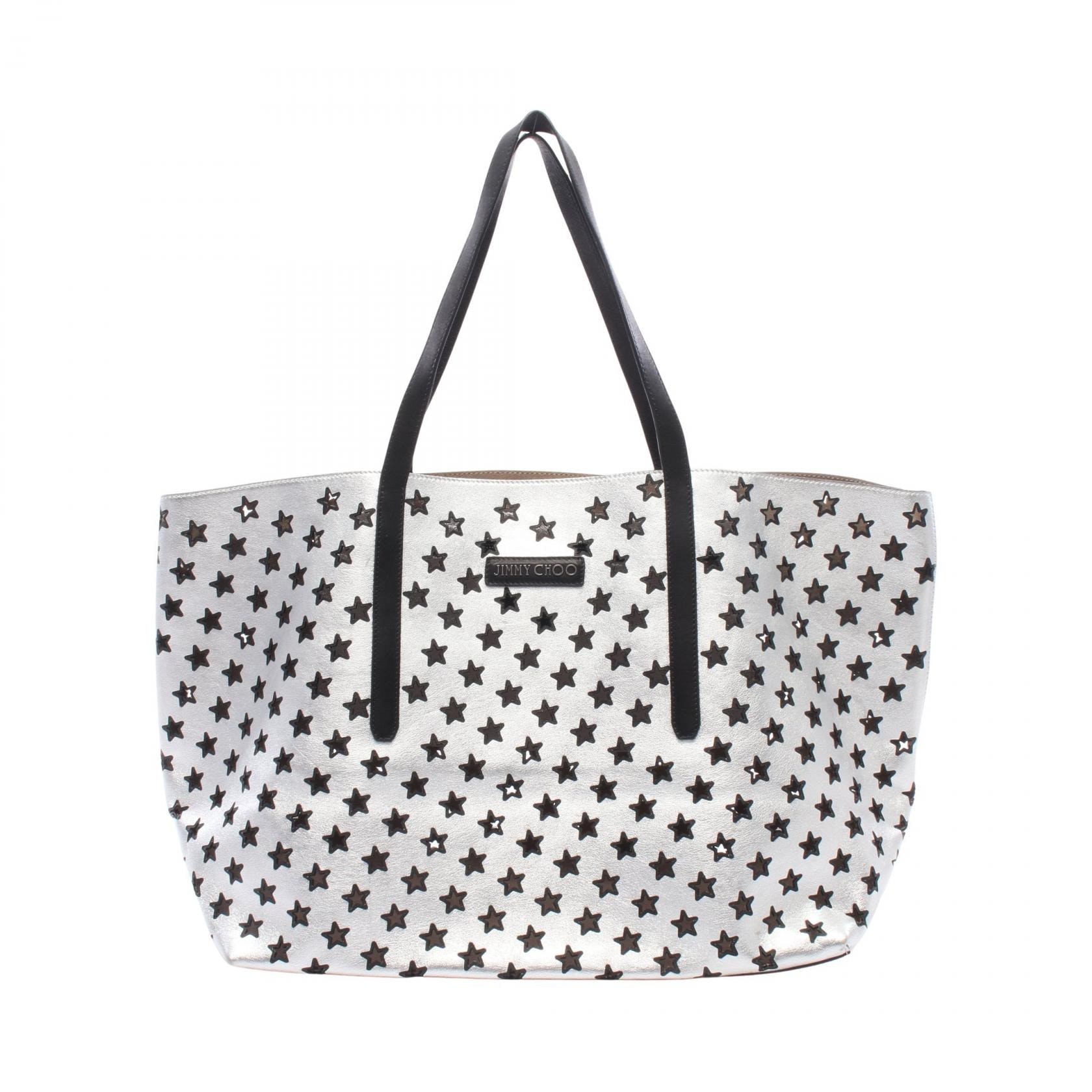 ジミーチュウ JIMMY CHOO PIMLICO ピムリコ スター パンチング トートバッグ バッグ レザー レディース シルバー系 / ブラック系 【中古】