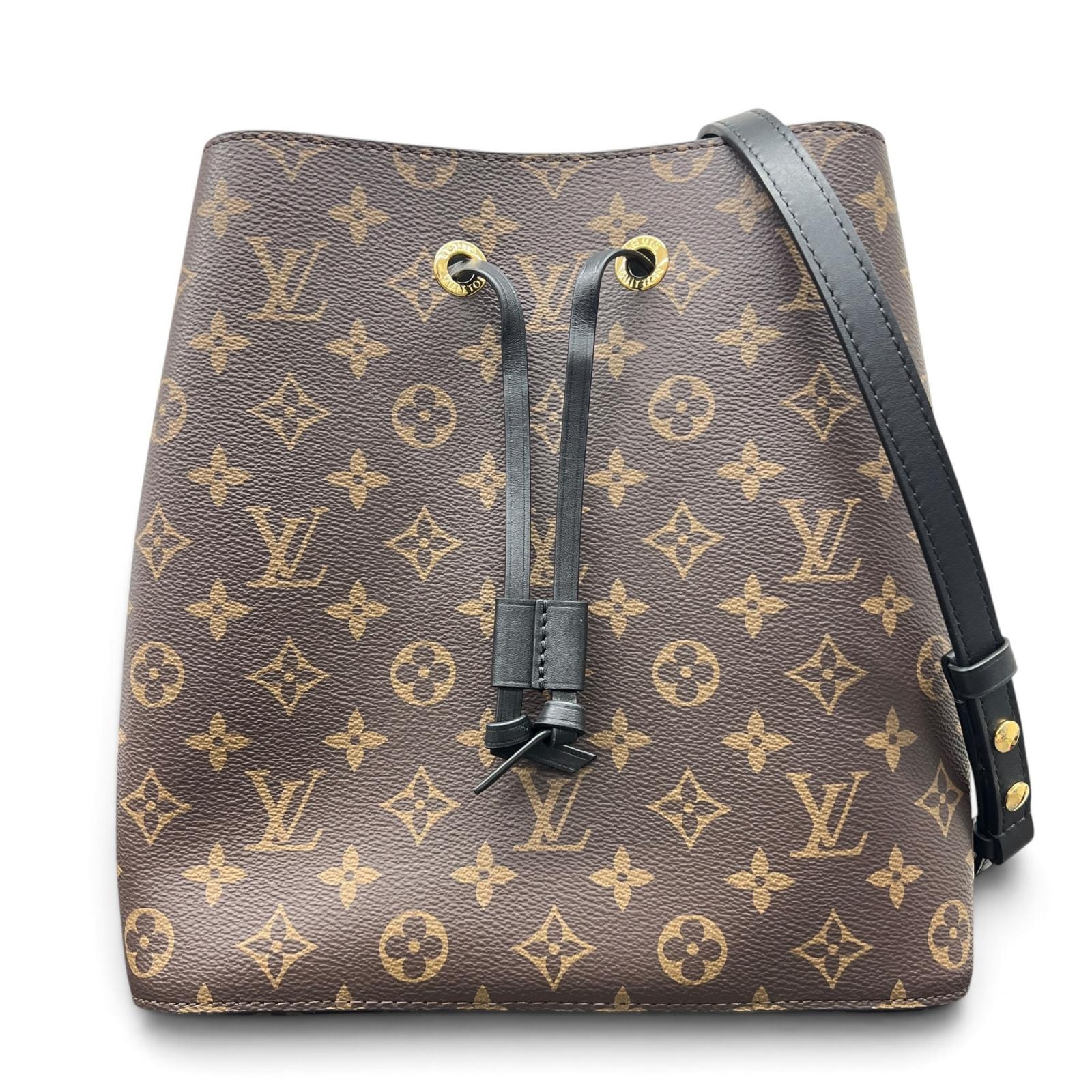 LOUIS VUITTON 展示品級美品 ルイヴィトン ネオノエMM モノグラム ショルダーバッグ M44022 PVC レザー RFID確認済 ブラウン ブラック バケット ヴィトン LV SAランク 中古 鑑定済