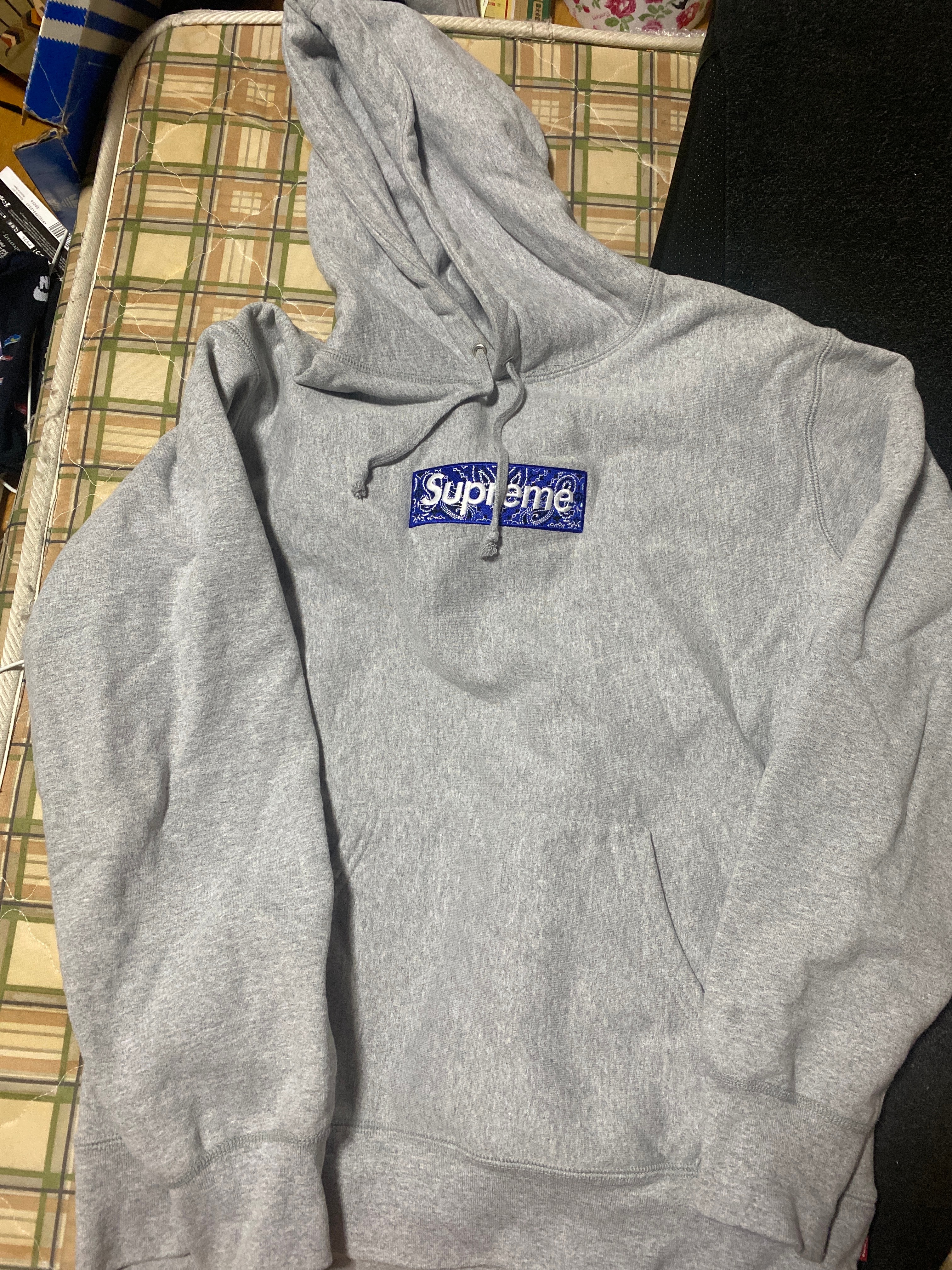 Supreme Bandana Box Logo Hooded Sweatshirt "Grey"