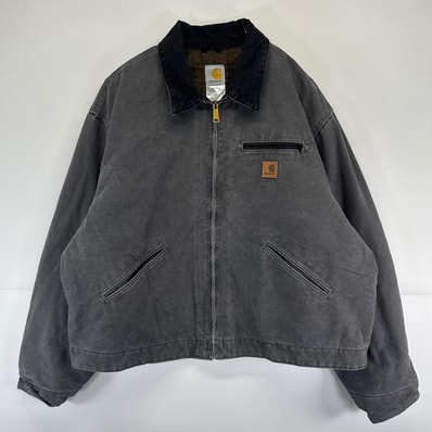 古着 カーハート Carhartt ジャケット フルジップ ワーク デトロイトジャケット 大きいサイズ ダック 2XL ブラック系 メンズ
