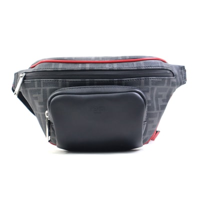 フェンディ FENDI ウエストバッグ ボディバッグ レザー ブラック×レッド メンズ 7VA446 A80Q【中古】 h30922g