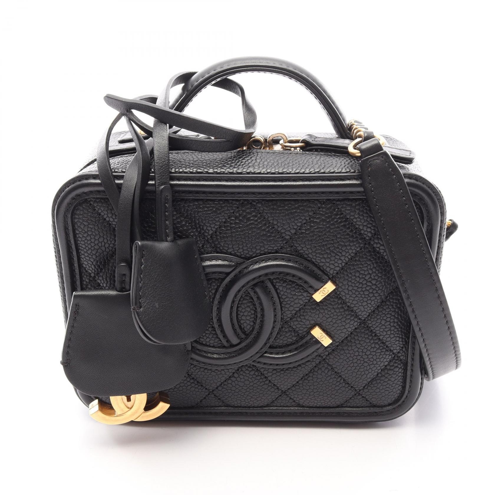 シャネル CHANEL CCフィグリー スモール バニティバッグ 2WAY ショルダーバッグ バッグ キャビアスキン(グレインドカーフ) レディース ブラック系 A93342 【中古】