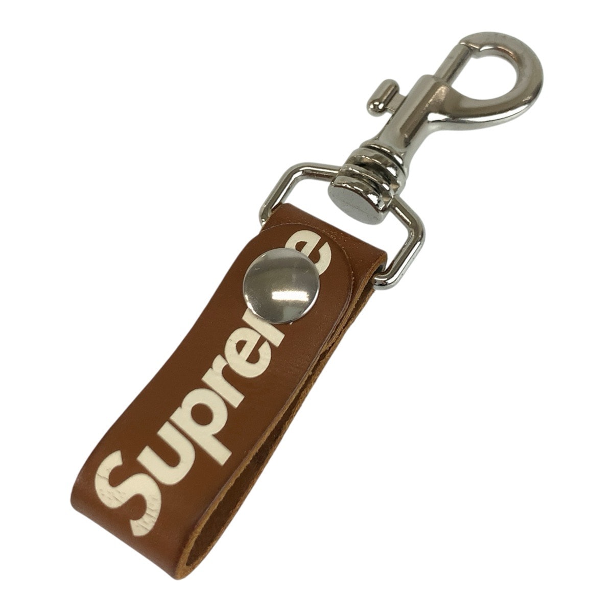 美品 Supreme シュプリーム Leather Key Loop ブラウン シルバー金具 レザー キーループ キーホルダー 604471 【中古】