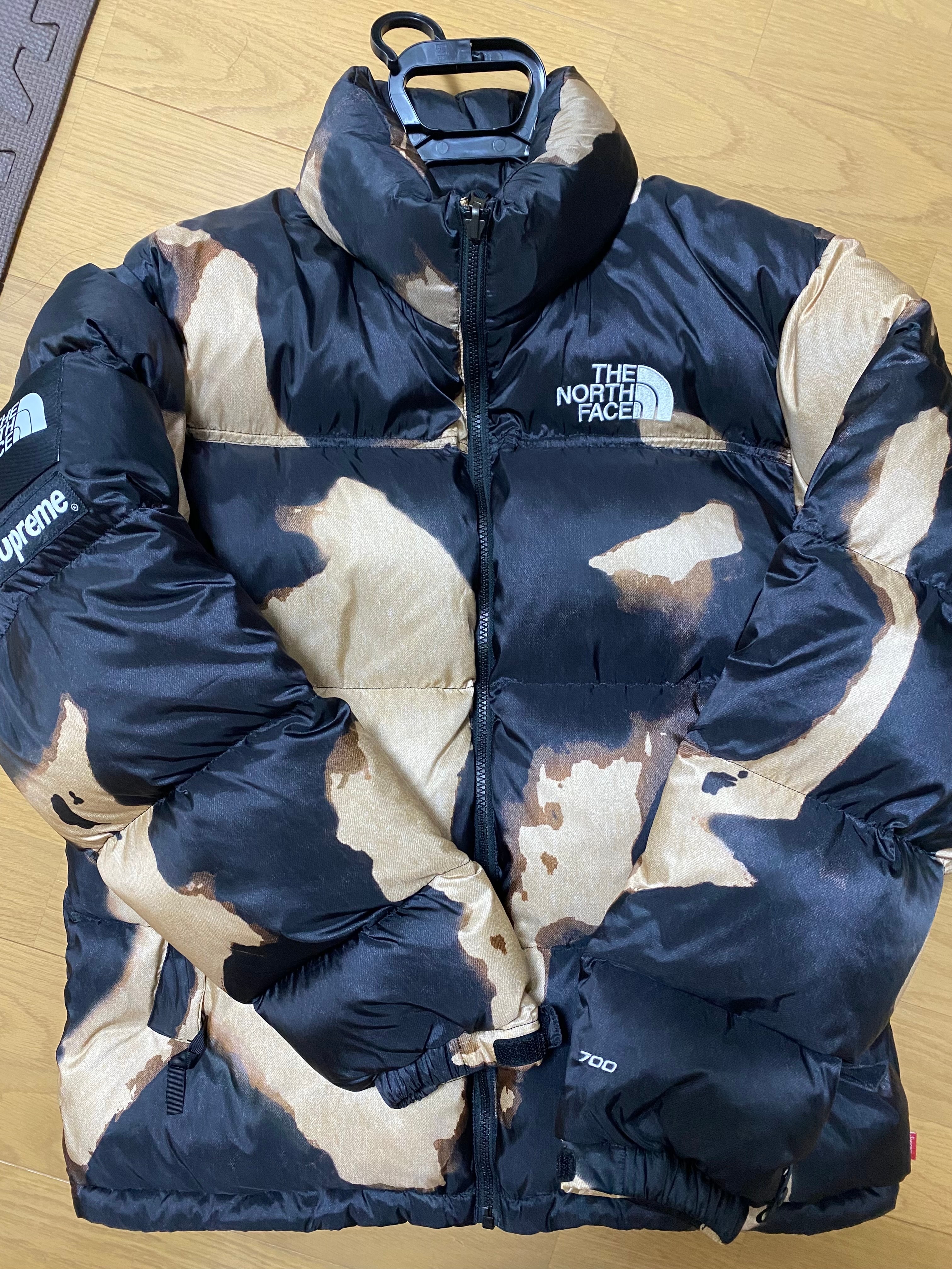 Supreme x The North Face Bleached Denim Print Nuptse Jacket "Black"