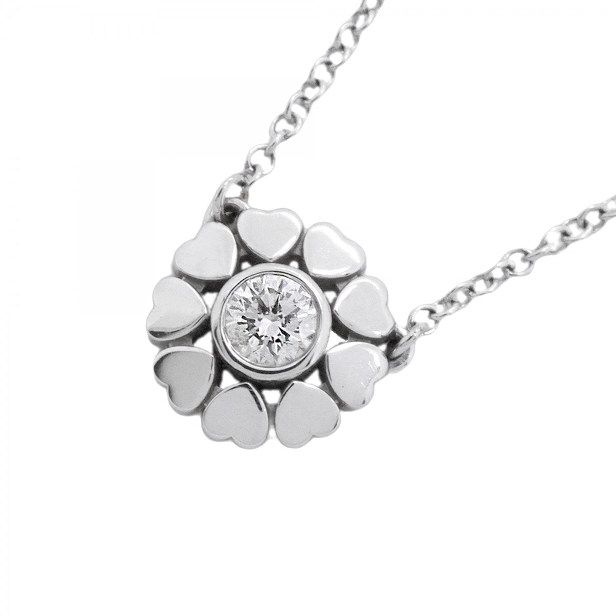 【6jdb0415-40】ティファニー ネックレス クラウンオブハート 1PD K18WG ホワイトゴールド ダイヤモンド【中古】レディース